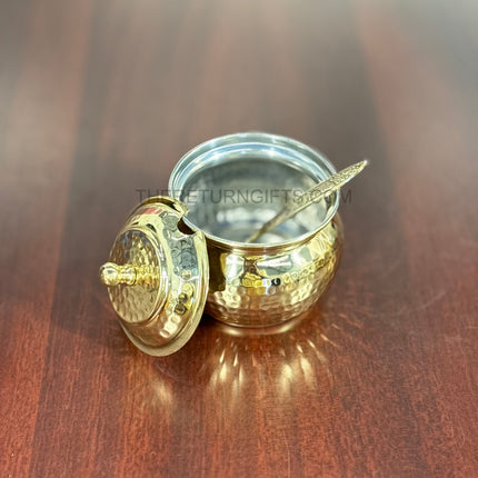 Brass Ghee Pot with Lid Return Gift | TRG0128 | Handcrafted Brass Kitchen Gift Under ₹1200 | Wedding & Housewarming Favor
