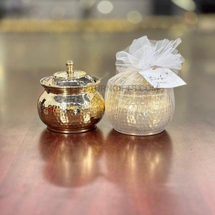 Brass Ghee Pot with Lid Return Gift | TRG0128 | Handcrafted Brass Kitchen Gift Under ₹1200 | Wedding & Housewarming Favor