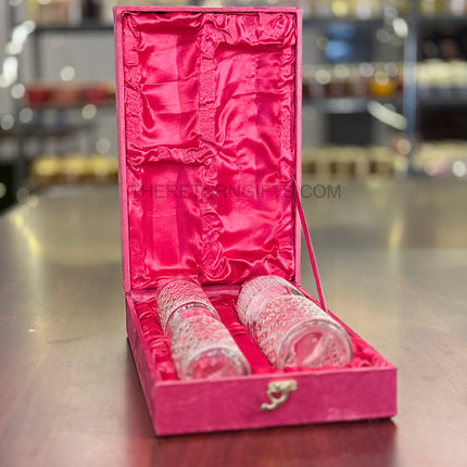 Silver Design Glass and Bottle Set Return Gift | TRG0131 | Velvet Box Drinkware Gift Under ₹1000 | Wedding & Festive Favor