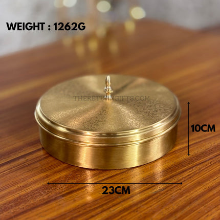 8" Brass Spice Box | TRG0134 | Traditional Brass Masala Dabba with 7 Compartments & Lid Under ₹2500 | Premium Spice Storage & Elegant Wedding / Housewarming Return Gift