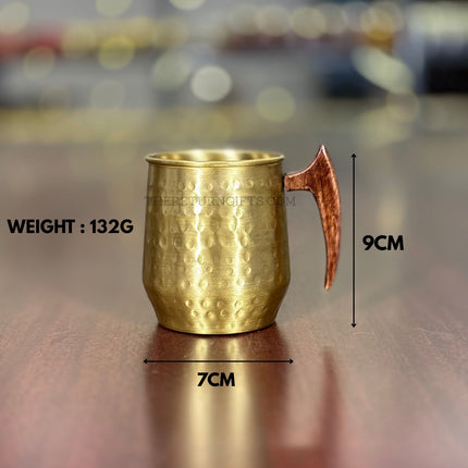Brass Mug with Wooden Handle | TRG0085 | Brass Coffee / Tea Mug with Wooden Grip Under ₹700 | Premium Beverage Mug & Elegant Wedding Gift