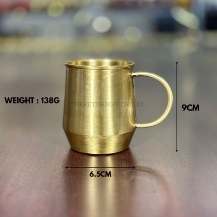 Brass Mug with Handle | TRG0087 | Handcrafted Brass Drinking Mug with Side Handle Under ₹700 | Traditional Water / Coffee Mug & Premium Wedding Gift