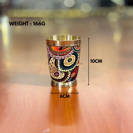 Brass Printed Glass Return Gift | TRG0011 | Enamel Brass Glass Under ₹400 | Wedding & Festive Party Favor