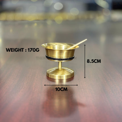 Brass Dessert Bowl Stone Work with Spoon | TRG0084 | Stone‑Studded Brass Dessert Bowl & Spoon Gift Set Under ₹800 | Elegant Sweet Serving Bowl for Wedding & Festive Return Gifts