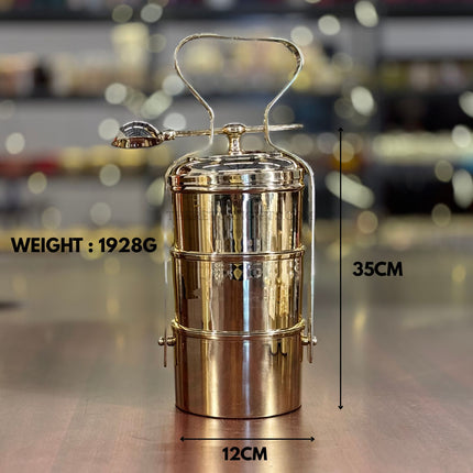 Brass 3-Layer Tiffin Carrier Return Gift | TRG0127 | Decorative Brass Food Carrier Under ₹4500 | Wedding & Housewarming Favor