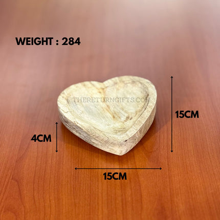 Wooden Heart Shaped Bowl | TRG0062 | Handcrafted Heart Shape Wooden Bowl for Snacks, Decor & Candle Styling Under ₹300 | Wedding & Housewarming Return Gift