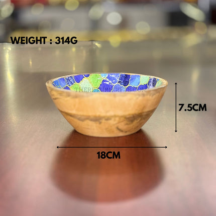 Printed Wooden Bowl M | TRG0056 | Medium Printed Wooden Serving Bowl for Salads & Snacks Under ₹400 | Decorative Wedding & Housewarming Return Gift