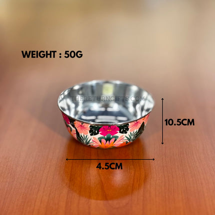 Printed Stainless Steel Bowl | TRG0070 | Floral Printed Steel Bowl Under ₹200 | Daily Use Snack Bowl & Budget Wedding Return Gift