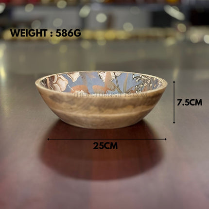 Floral Printed Wooden Bowl XL | TRG0058 | Extra‑Large Printed Wooden Serving Bowl for Salads & Snacks Under ₹600 | Decorative Wedding & Housewarming Return Gift