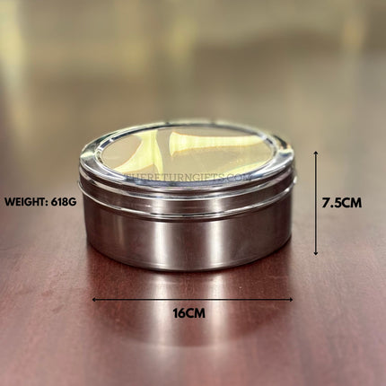 Stainless Steel Transparent Lid Spice Box | TRG0093 | Classic Steel Masala Dabba with 7 Inner Cups & Spoon Under ₹400 | Daily Use Kitchen Organizer & Wedding Return Gift