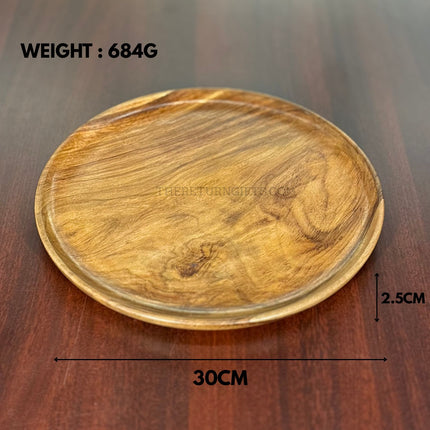 Wooden Round Serving Plate | TRG0051 | Round Wooden Platter for Snacks & Desserts Under ₹700 | Rustic Table Serving Plate & Return Gift