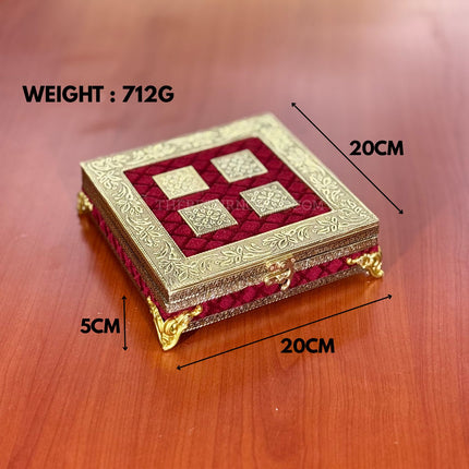 Red Velvet Square Decorative Box | TRG0003 | Velvet Square Gift Box Hampers Under ₹400 | Elegant Wedding, Engagement & Housewarming Return Gift
